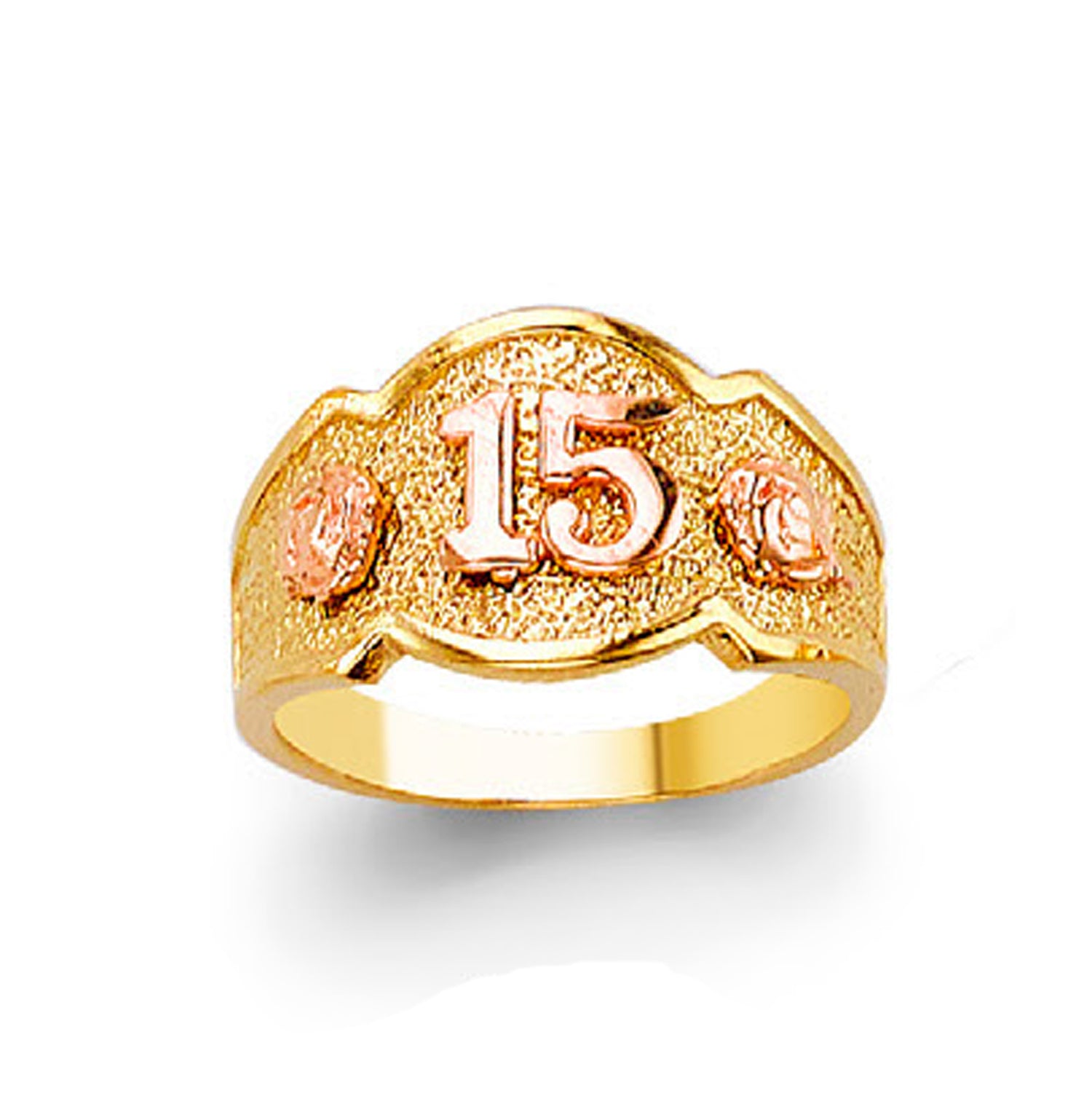 Numeral Quince Flower Ring in Solid Gold 