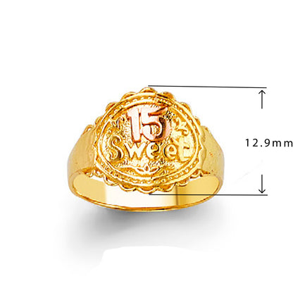 Personalized Numeric Casting Ring in Solid Gold with Measurement