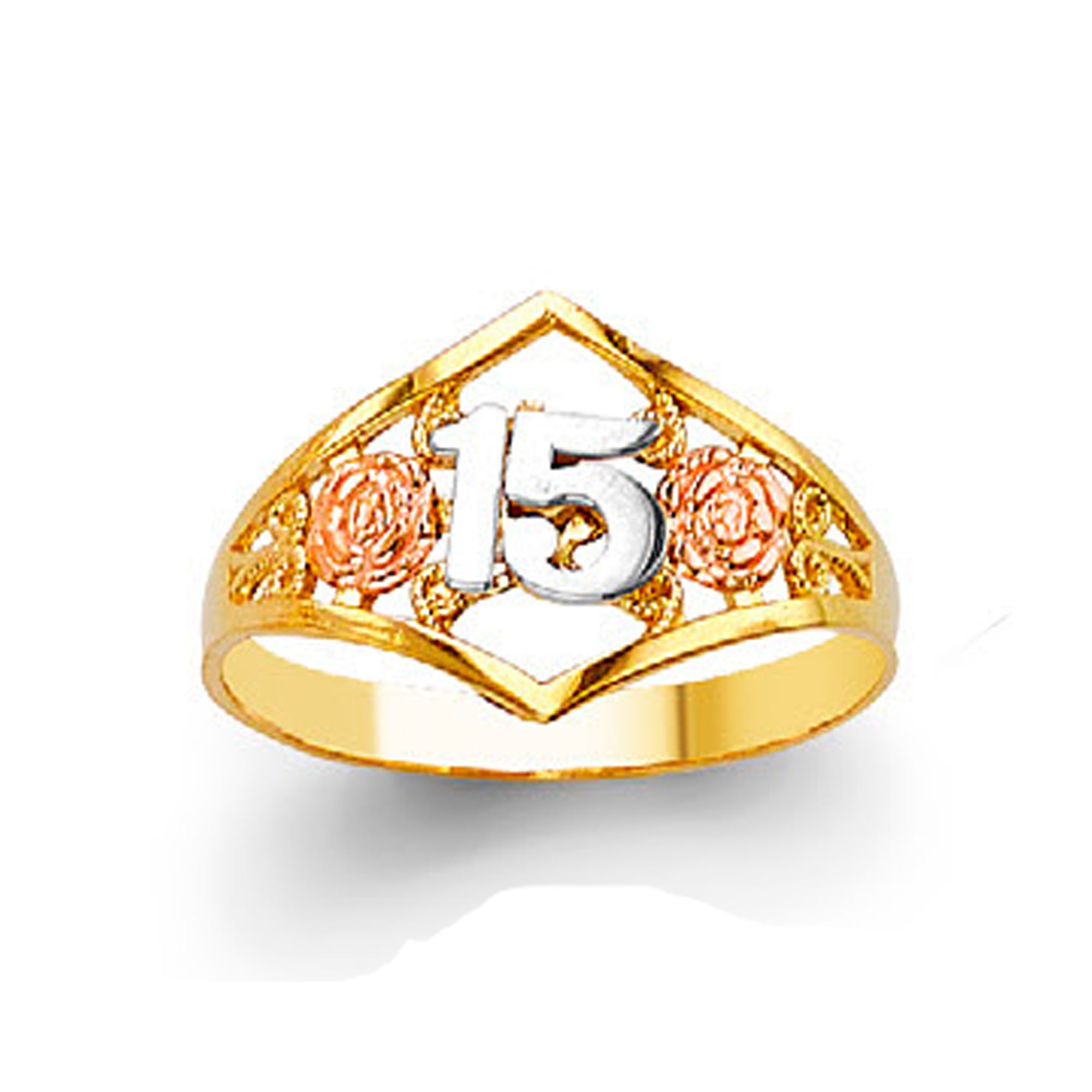 CZ Personalized Numeric Quince Ring in Solid Gold 