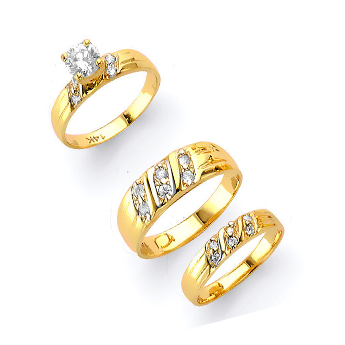 CZ Solitaire Engagement Ring in Solid Gold 