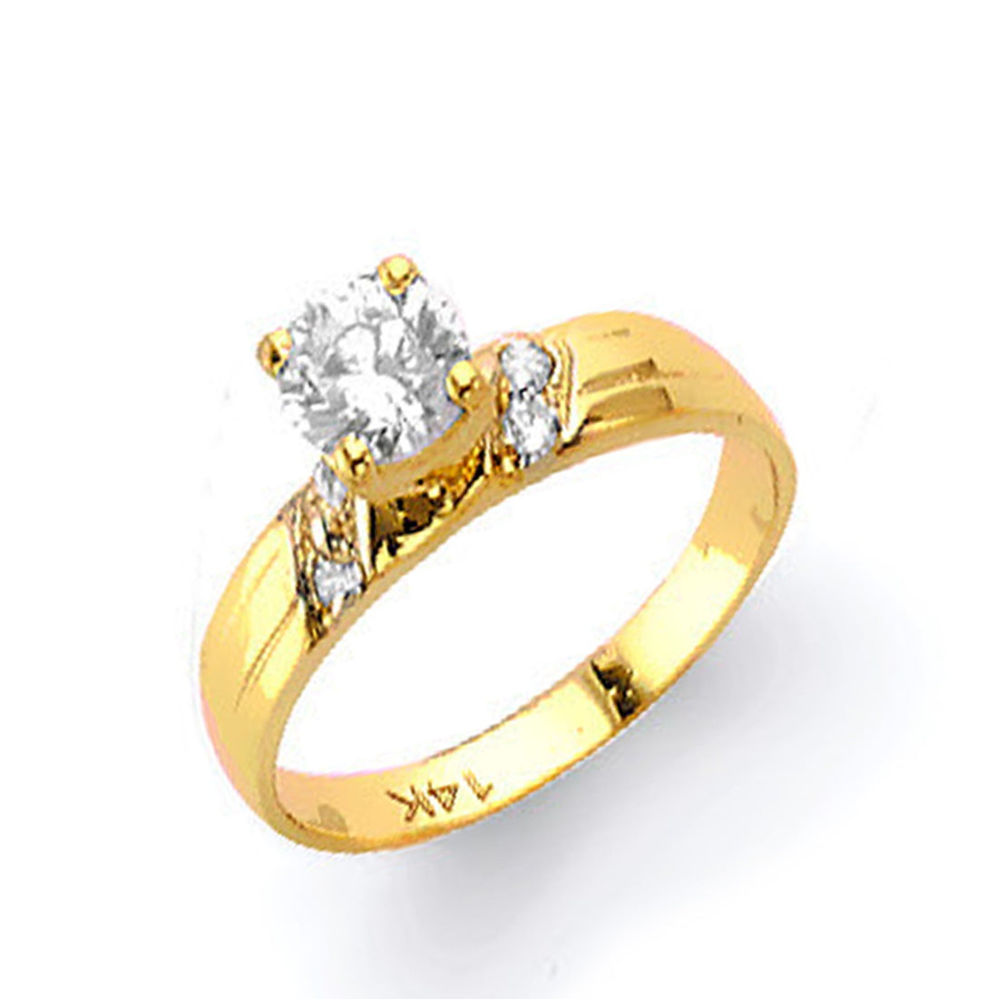 Yellow Gold Round CZ Solitaire His &amp; Hers Trio Wedding Set