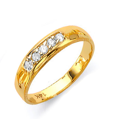 Yellow Gold Round CZ Solitaire Channel Set His &amp; Hers Trio Wedding Set