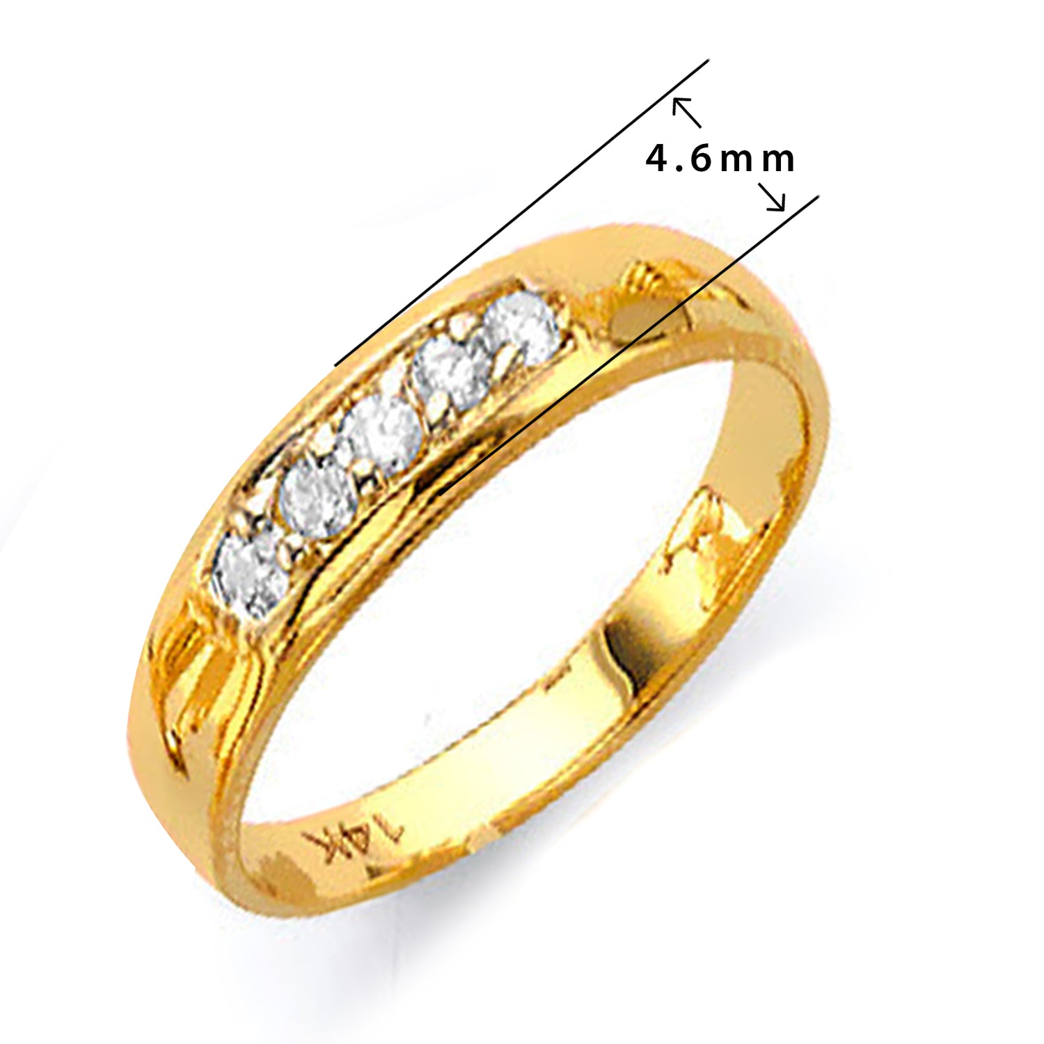 Yellow Gold Round CZ Solitaire Channel Set His &amp; Hers Trio Wedding Set