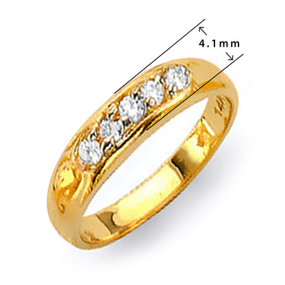 Yellow Gold Round CZ Solitaire Channel Set His &amp; Hers Trio Wedding Set