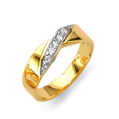 Two Tone Gold Channel Set Round CZ His &amp; Hers Trio Wedding Set