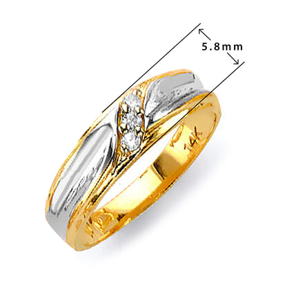 Two Tone Gold 3 Round CZ Lustrious His &amp; Hers Trio Wedding Set