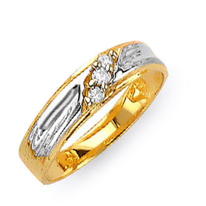 Two Tone Gold 3 Round CZ Lustrious His &amp; Hers Trio Wedding Set