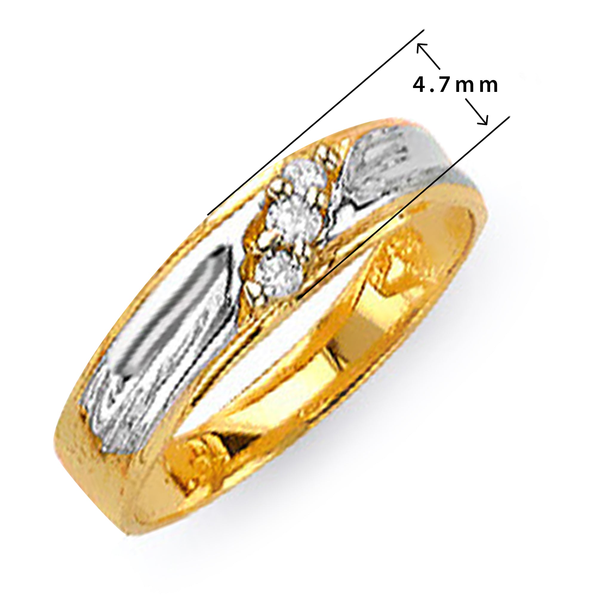 Two Tone Gold 3 Round CZ Lustrious His &amp; Hers Trio Wedding Set