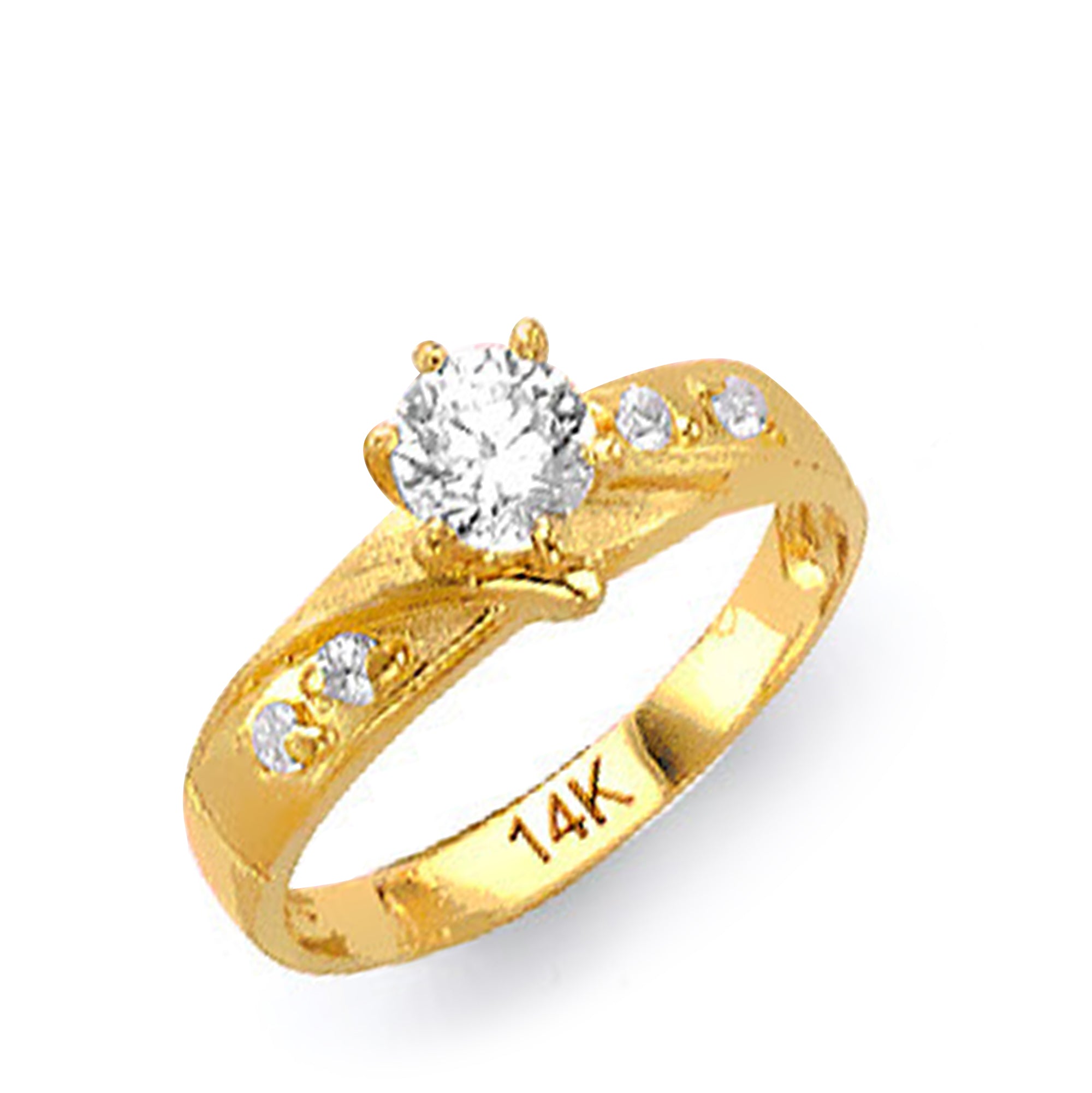 Yellow Gold Round CZ Twisted Textured Band His &amp; Hers Trio Wedding Set