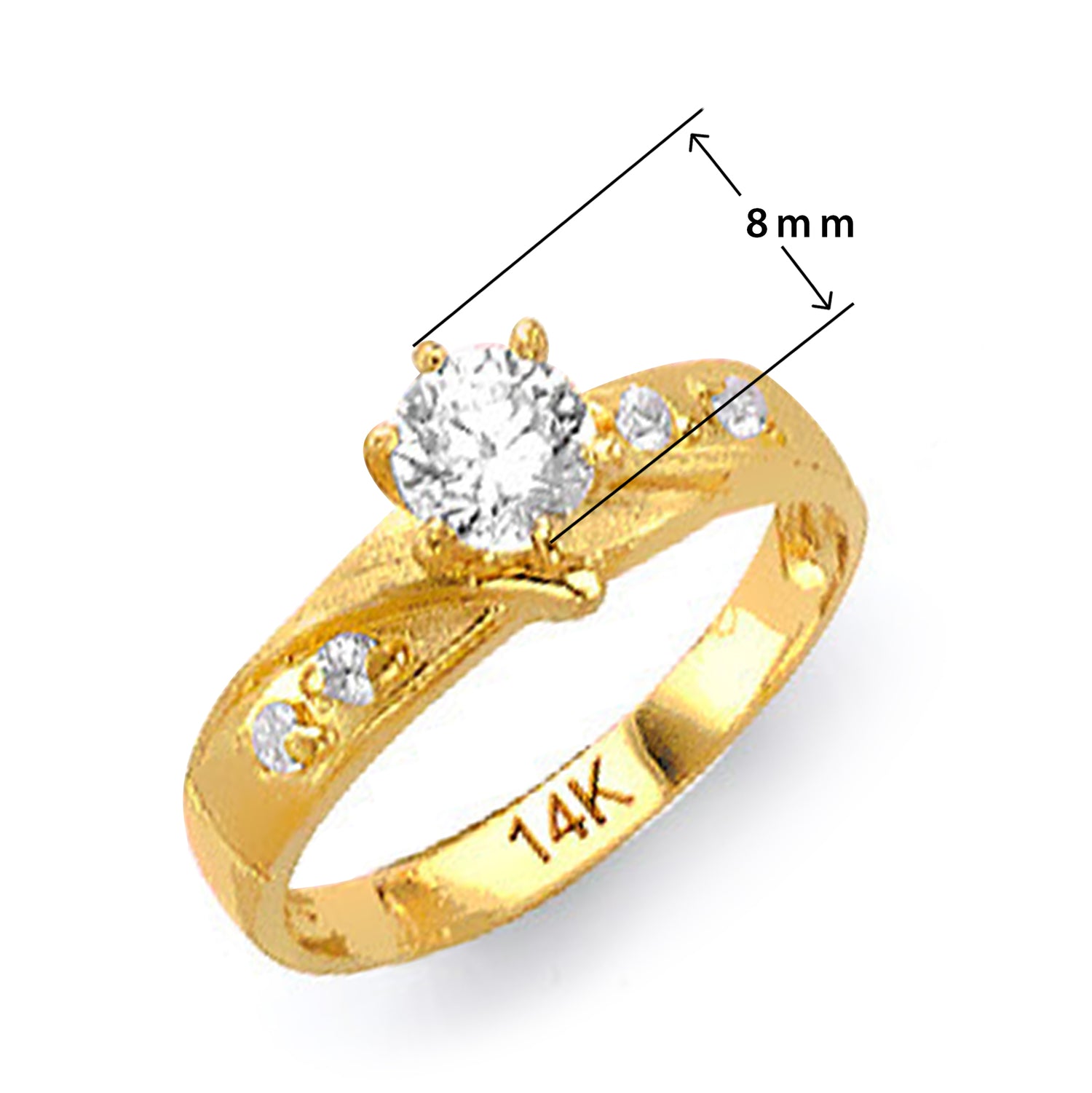 Subtle Twisted Texture Diamond Engagement and Wedding Band Set in Solid Gold with Measurement