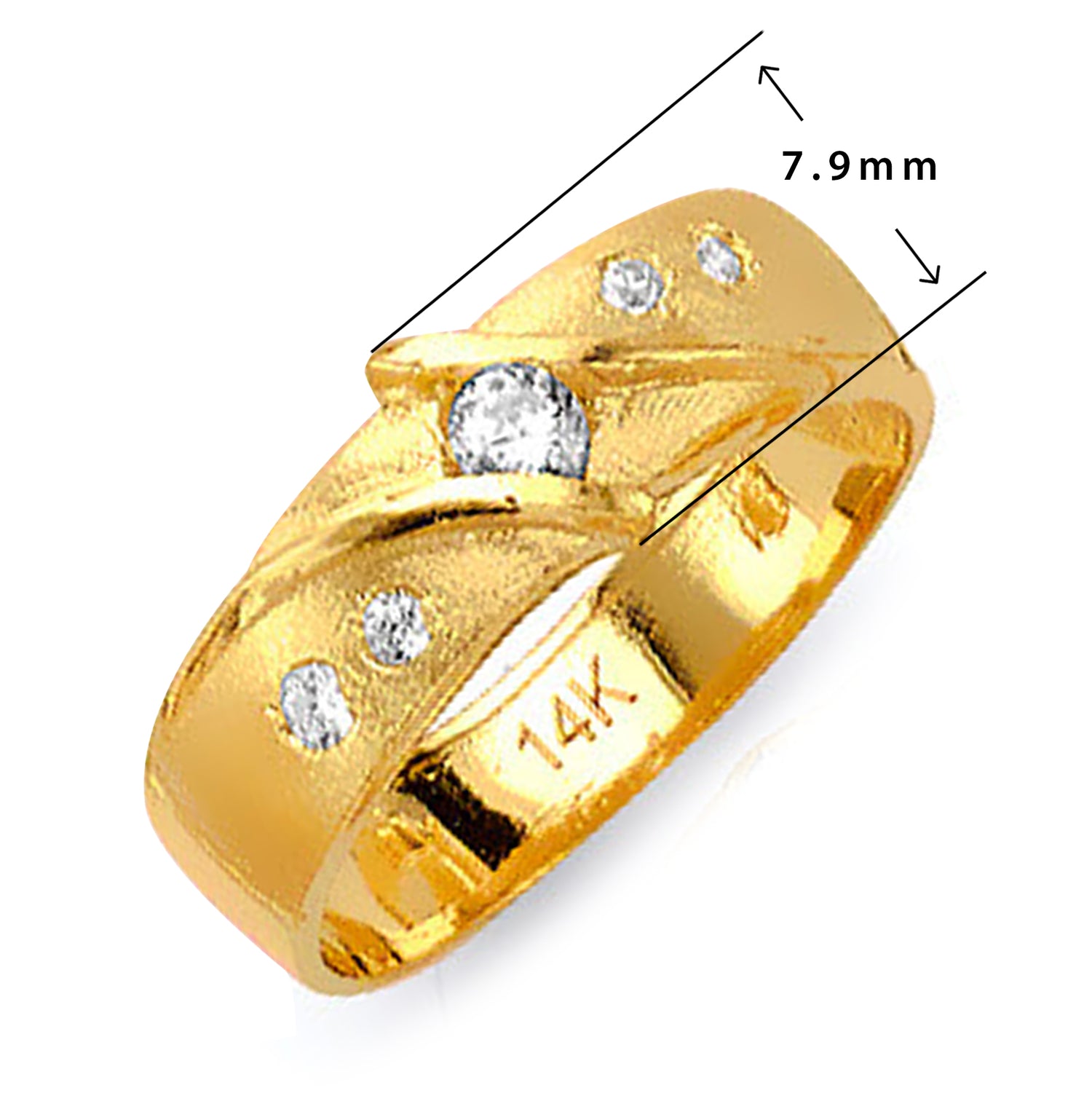 Yellow Gold Round CZ Twisted Textured Band His &amp; Hers Trio Wedding Set