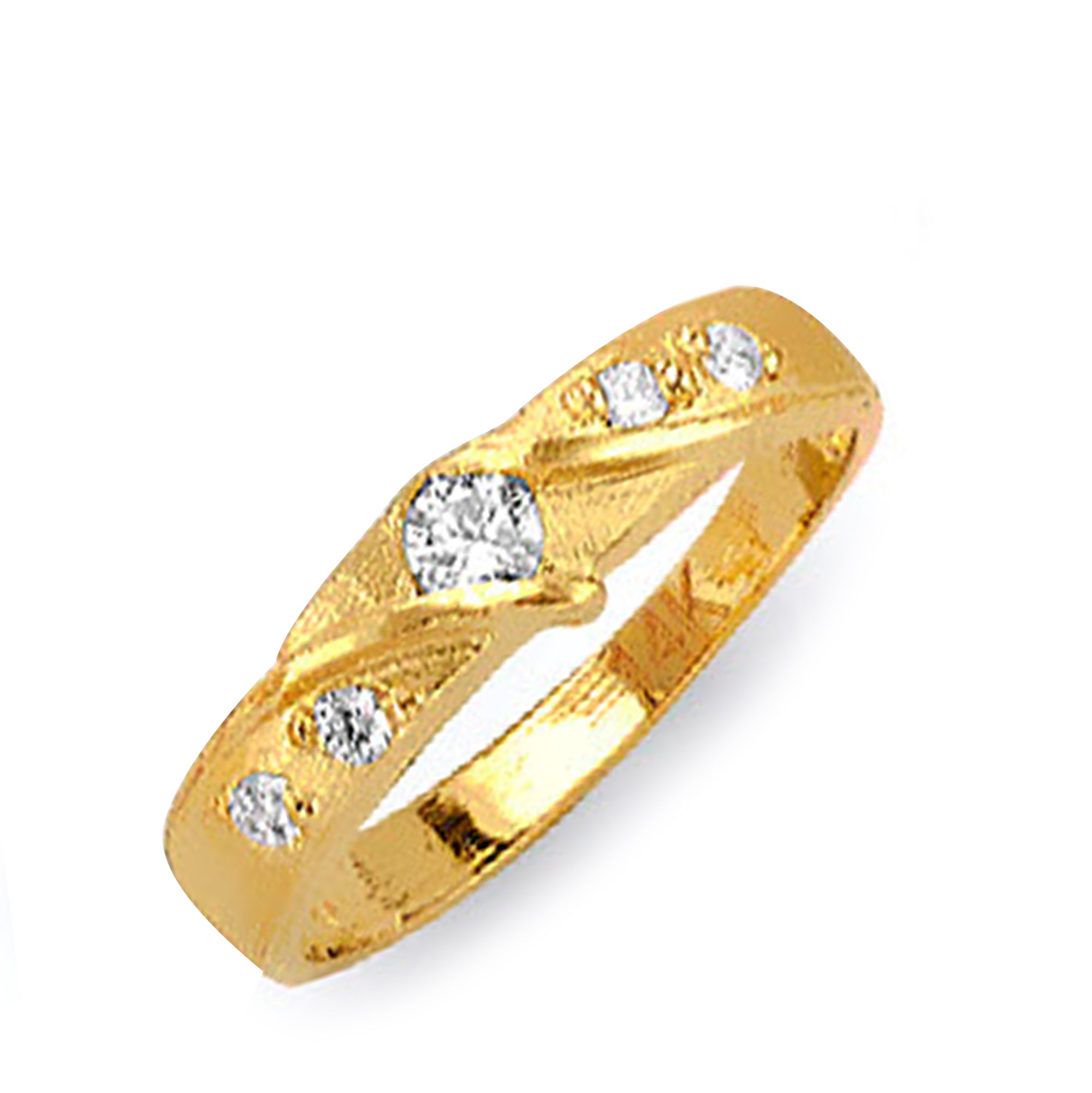 Yellow Gold Round CZ Twisted Textured Band His &amp; Hers Trio Wedding Set