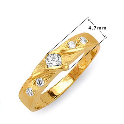 Yellow Gold Round CZ Twisted Textured Band His &amp; Hers Trio Wedding Set