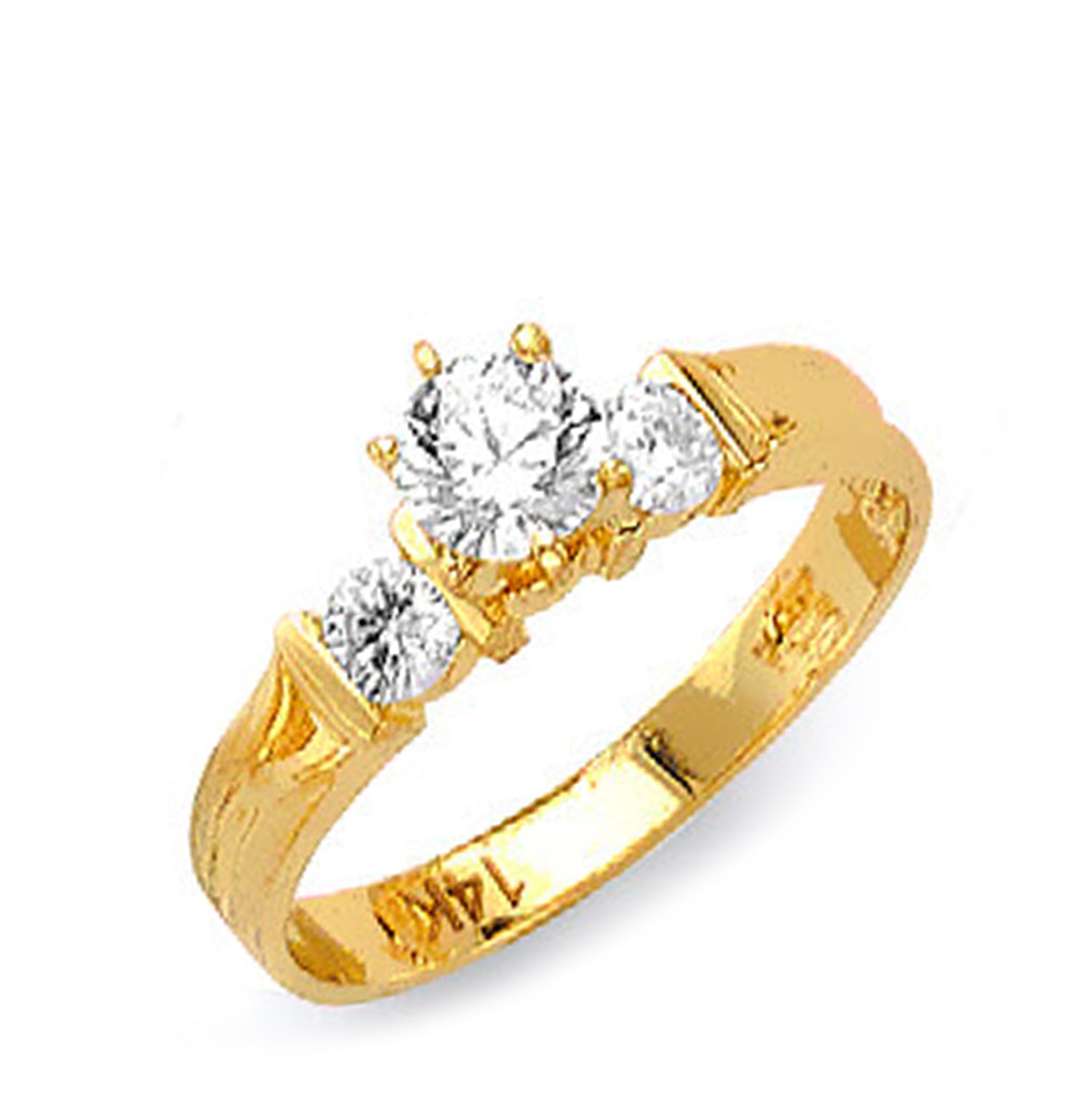 Two Tone Gold Fancy Round CZ Soliatire His &amp; Hers Trio Wedding Set