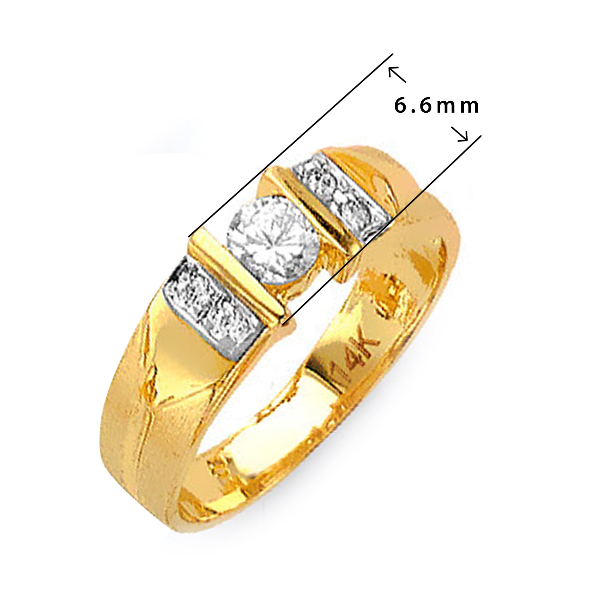 Two Tone Gold Fancy Round CZ Soliatire His &amp; Hers Trio Wedding Set