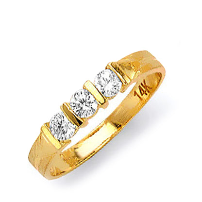 Two Tone Gold Fancy Round CZ Soliatire His &amp; Hers Trio Wedding Set