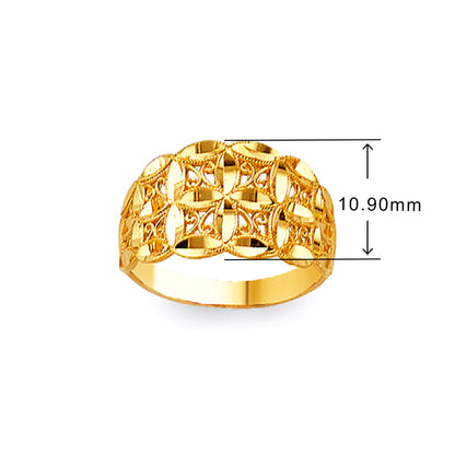 Intricate Heart Ring in Solid Gold with Measurement