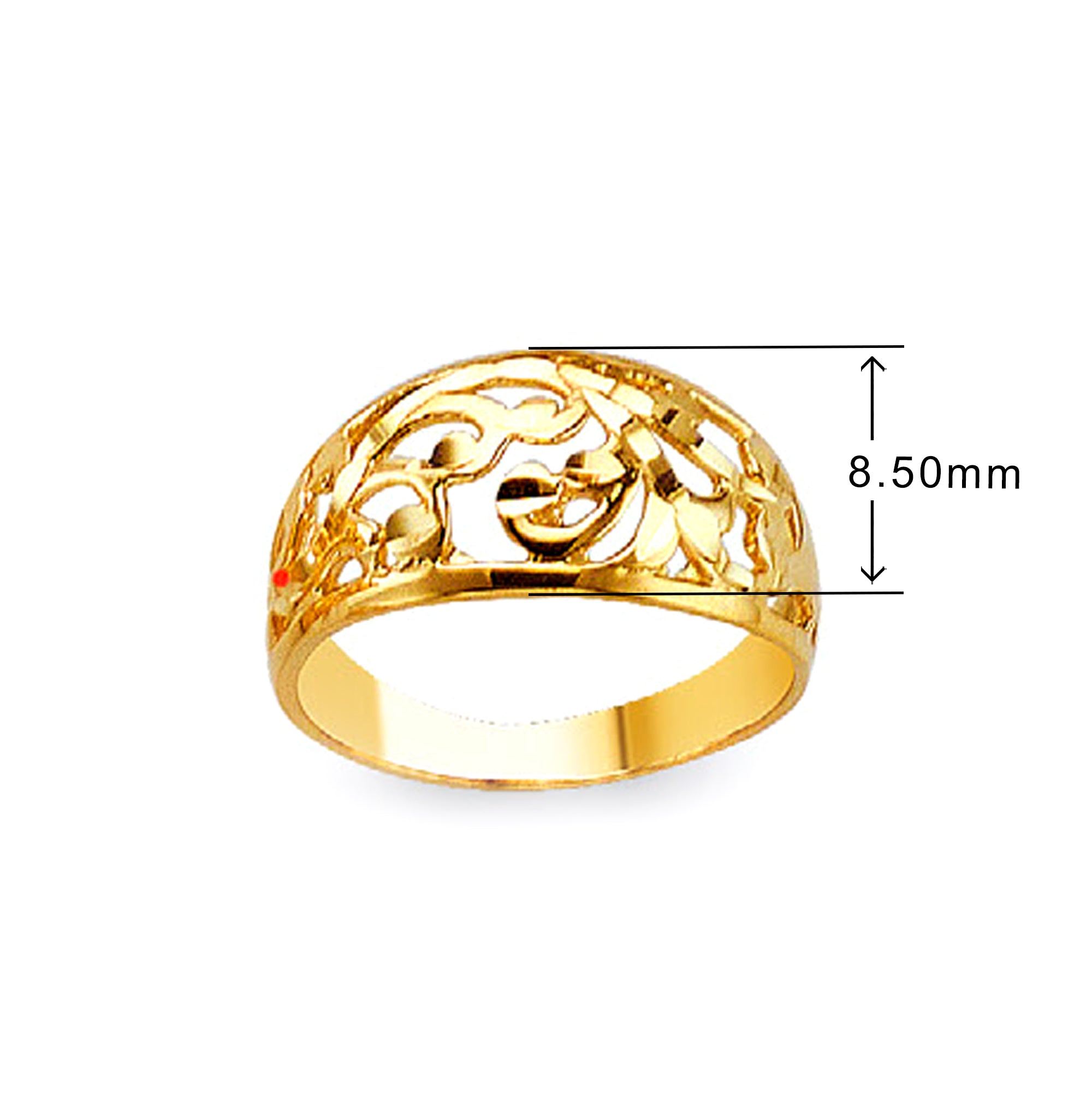 Royal Filigree Statement Ring in Solid Gold with Measurement