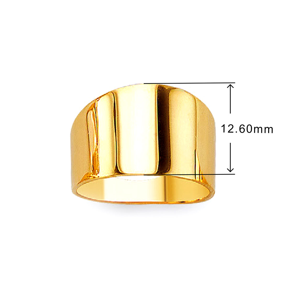 Statement Flat Top Ring in Solid Gold with Measurement