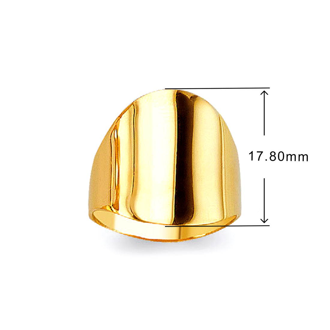 Fancy Disc Cuff Ring in Solid Gold with Measurement