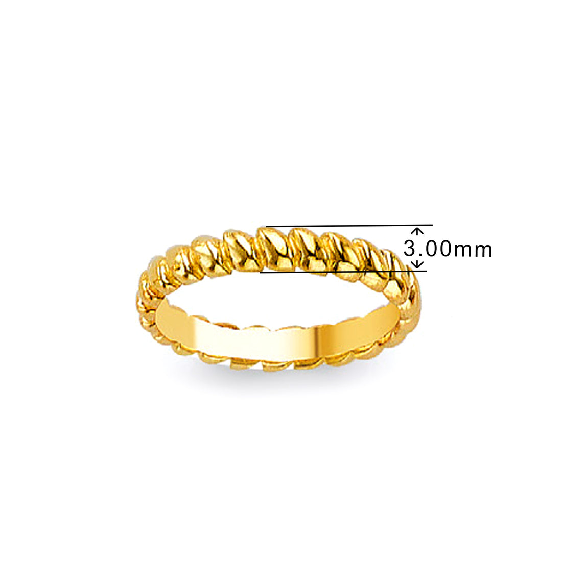 Beautiful Braided Twist Ring in Solid Gold with Measurement