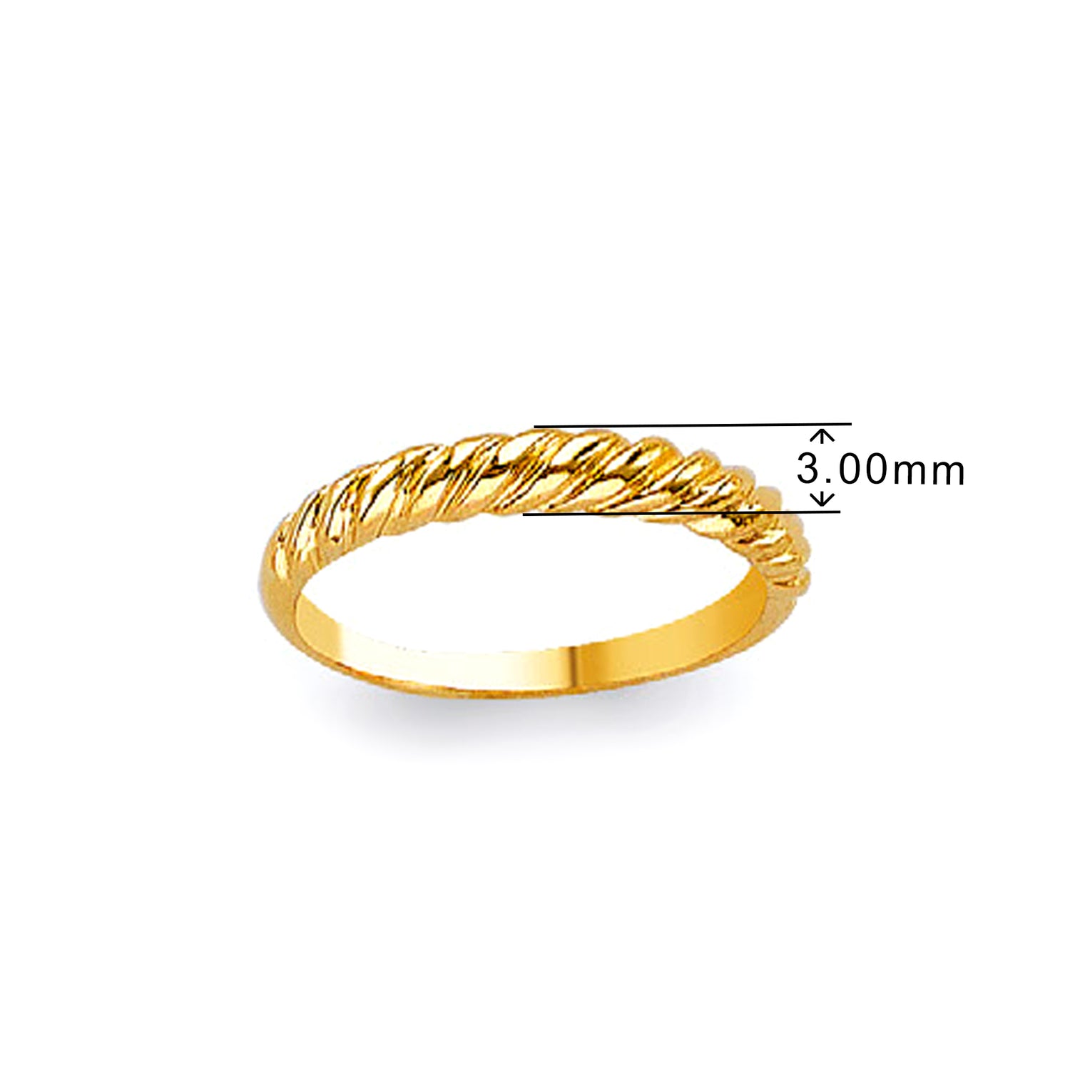 Twisted Minimalist Ring in Solid Gold with Measurement