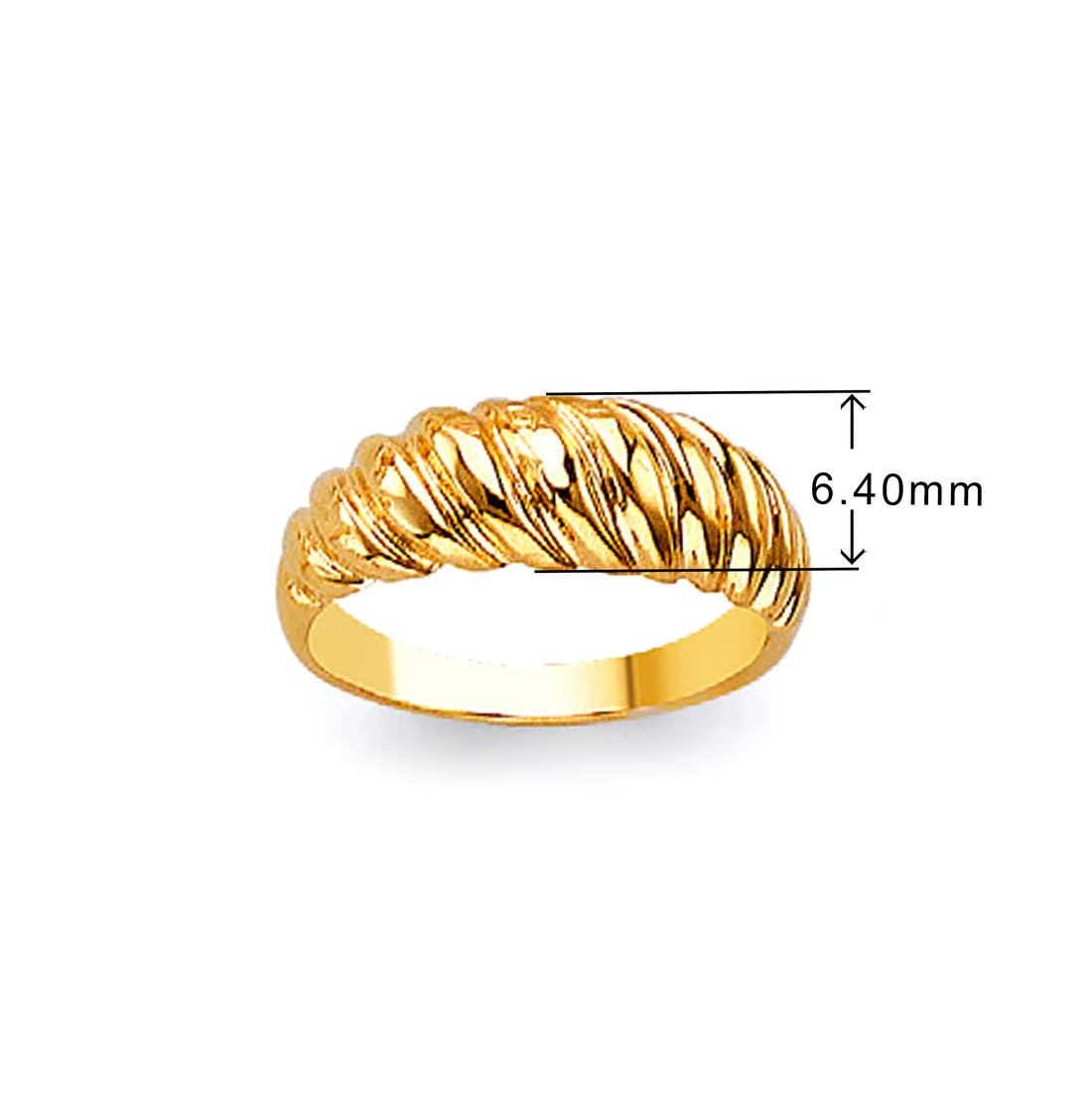 Croissant Dome Ring in Solid Gold with Measurement