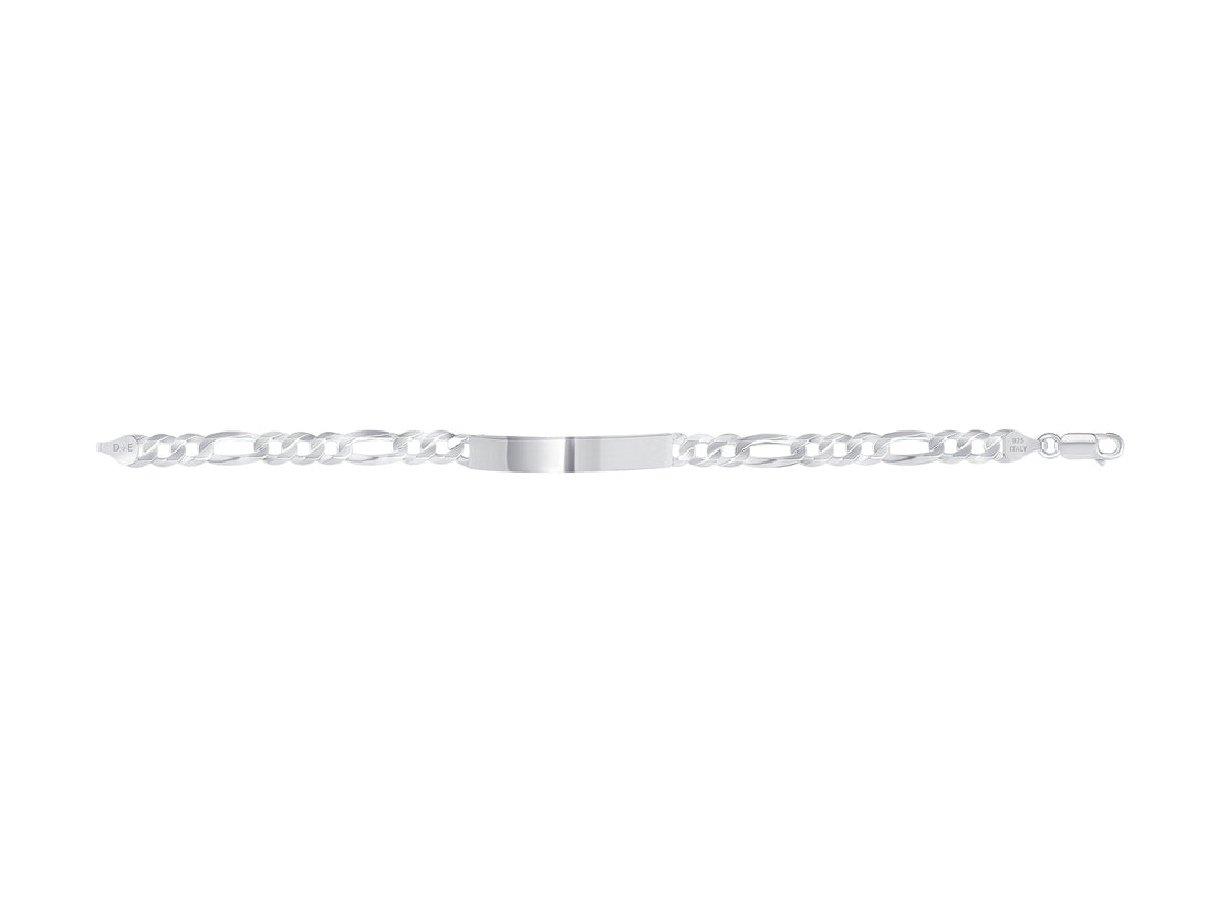925 Sterling Silver 150 Figaro Engravable ID Bracelet