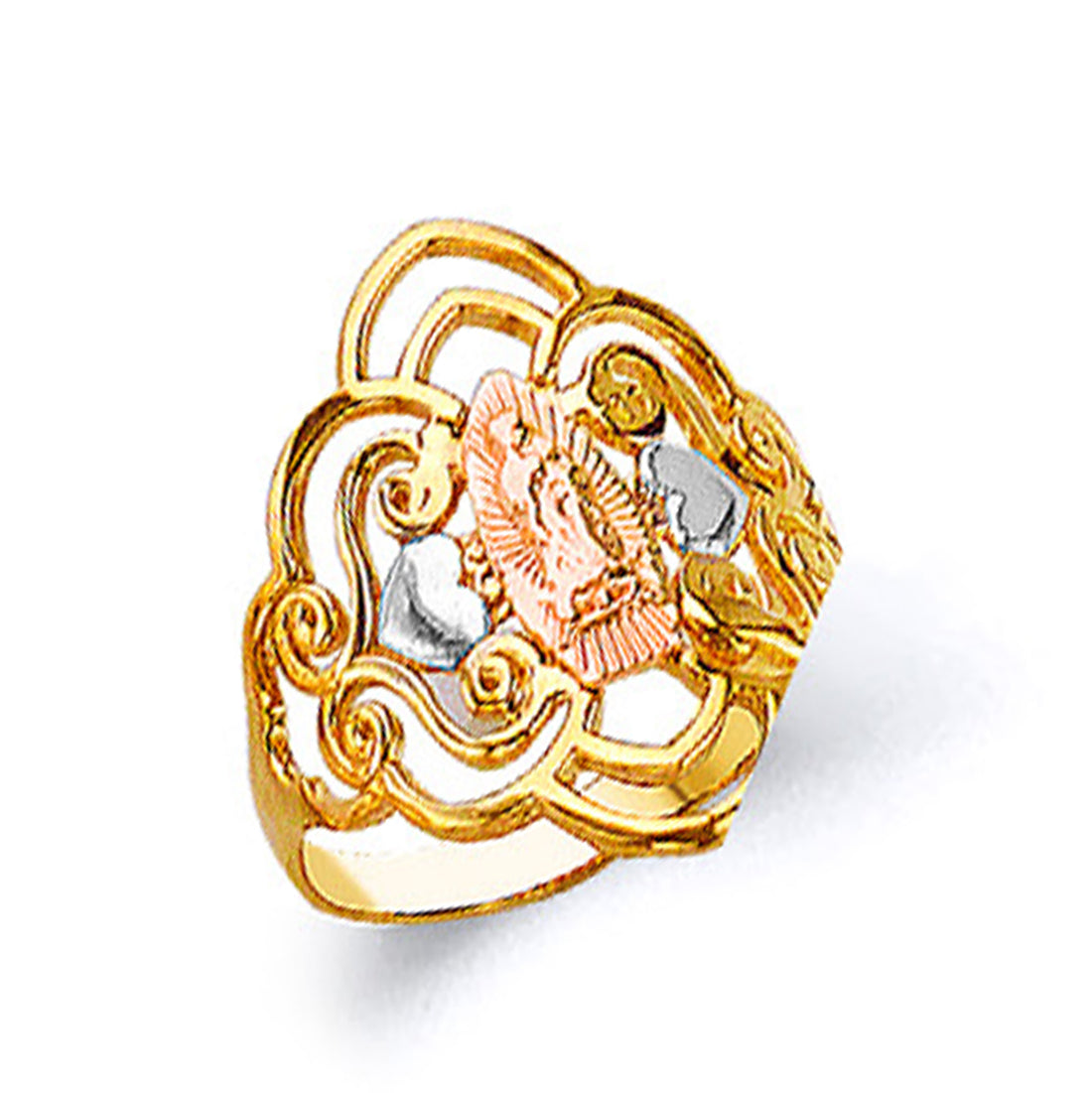 Flower Petals Religious Ring in Solid Gold 