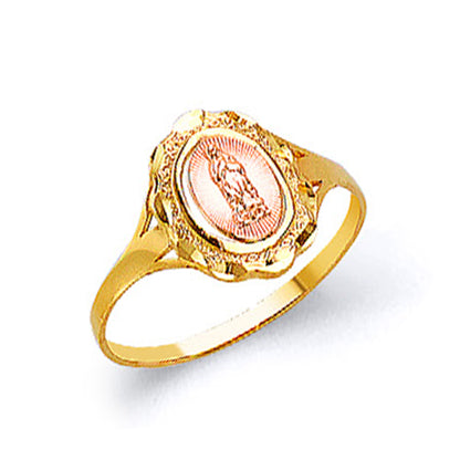 Three tone Virgin Mary Ring in Solid Gold 