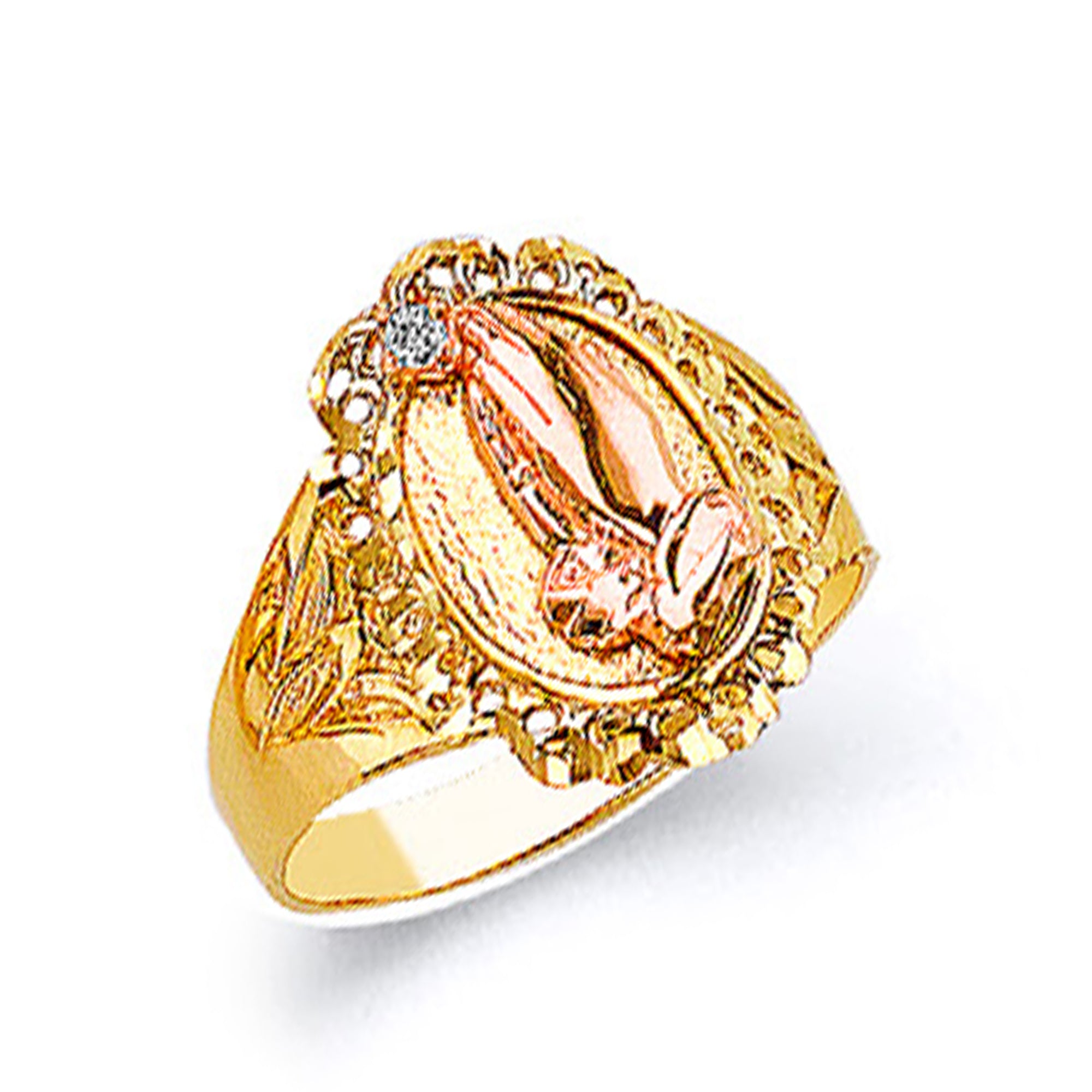 Two-tone Mesmerizing Motif Ring in Solid Gold 