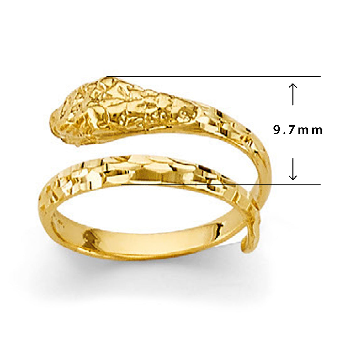 Wrapped Snake Ring in Solid Gold with Measurement