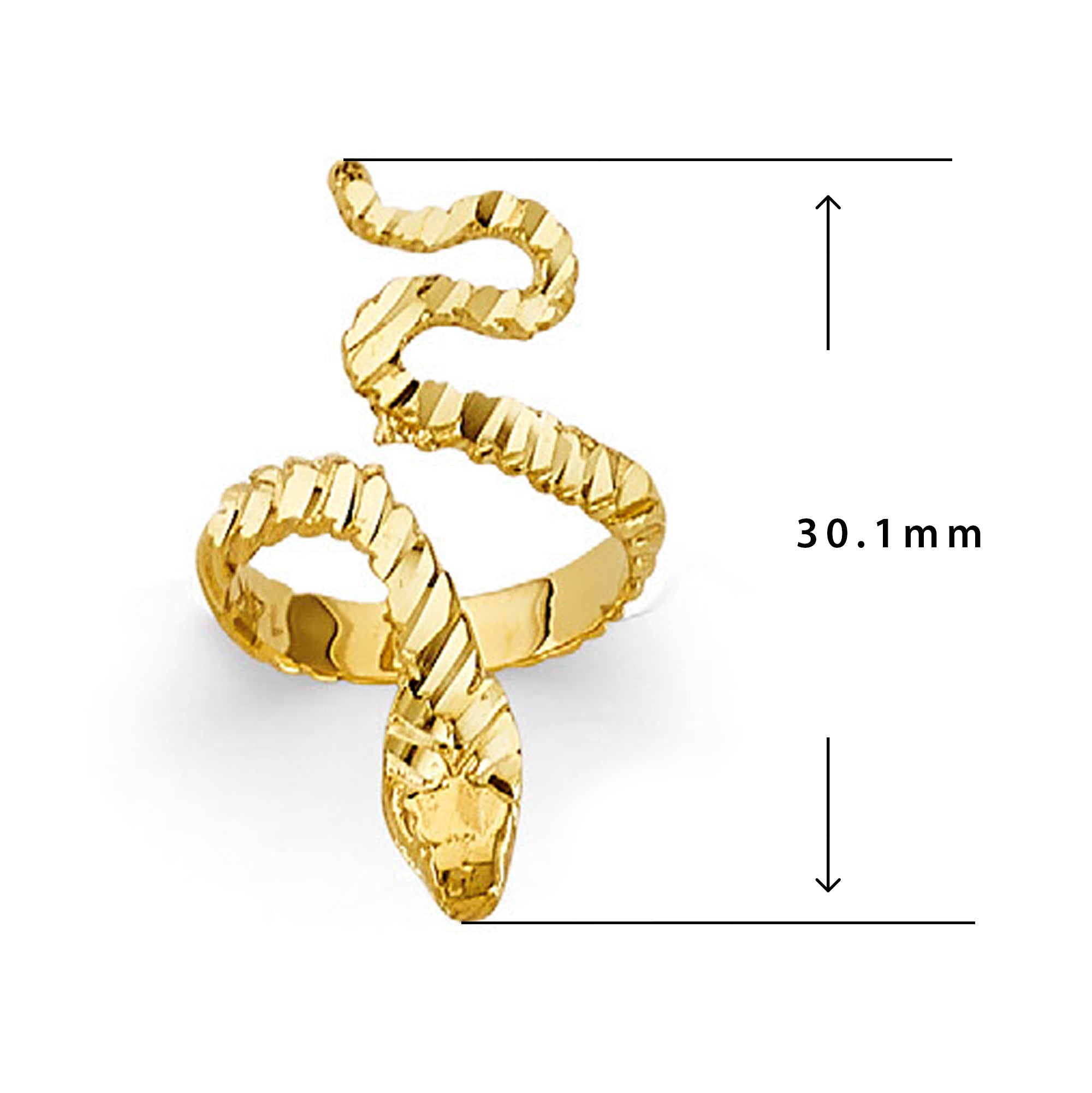 Moving-snake Serpent Ring in Solid Gold with Measurement