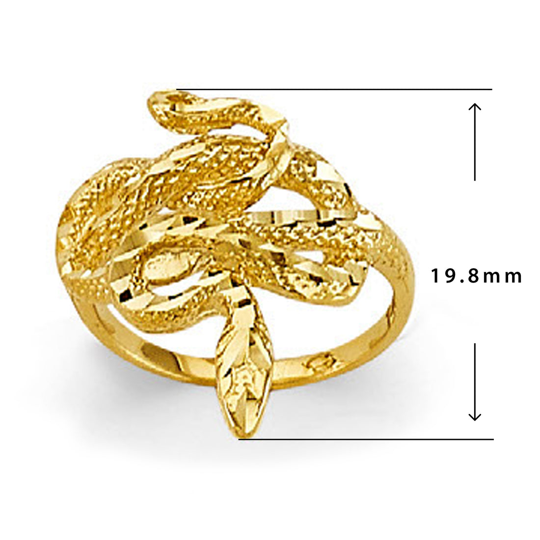 Sterling Leaf Ring in Solid Gold with Measurement