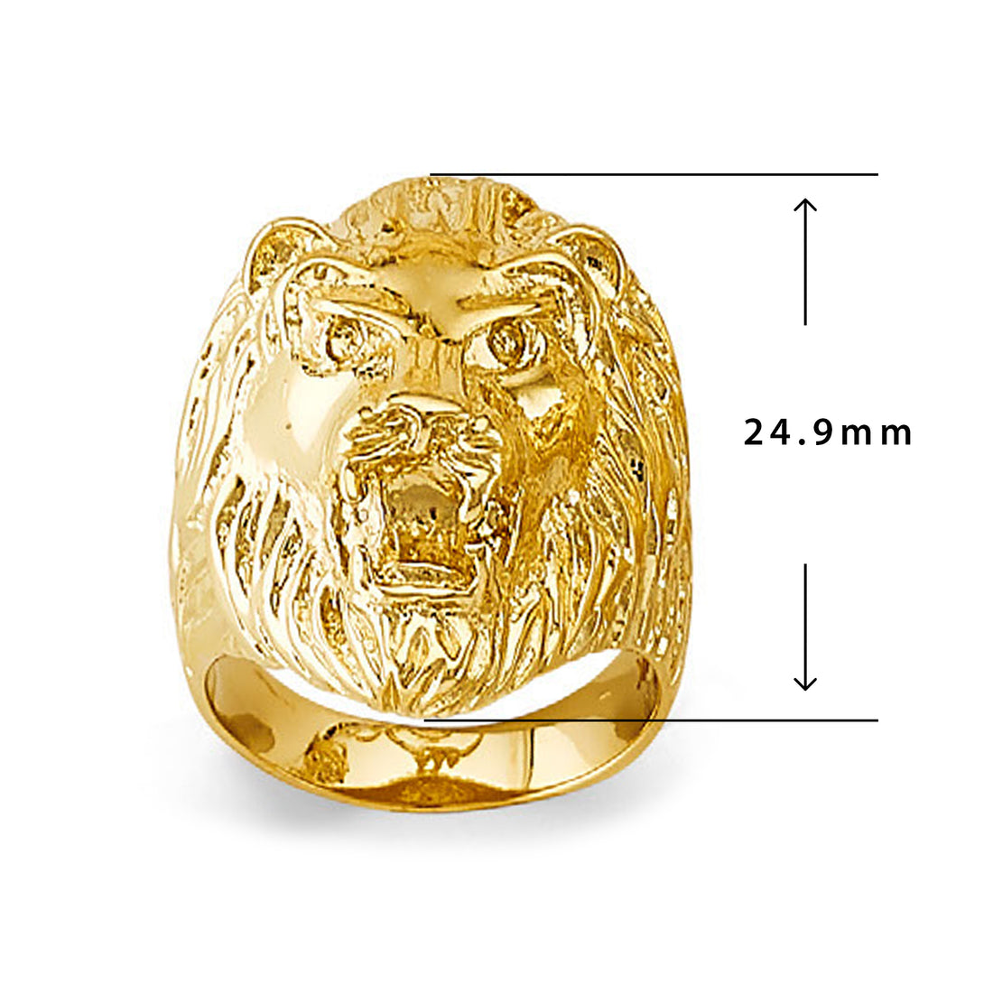 Stylish Roaring Lion Ring in Solid Gold with Measurement