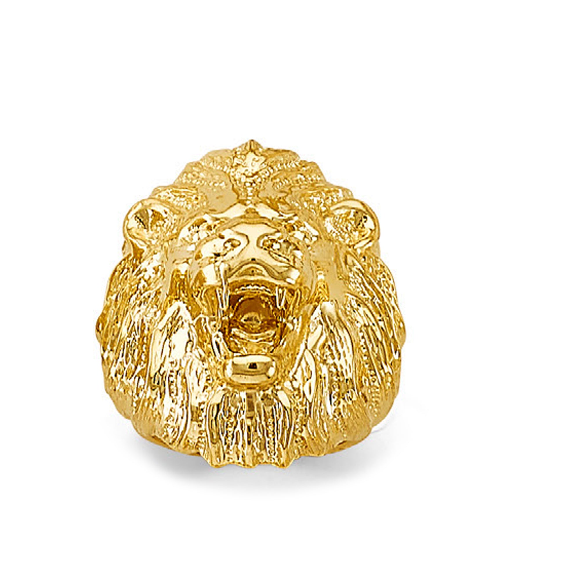 Fierce Roaring Lion Ring in Solid Gold 