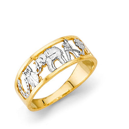 Two-tone Elephant Rope Ring in Solid Gold 