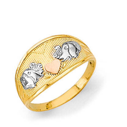 CZ Dual-stone Ring in Solid Gold 