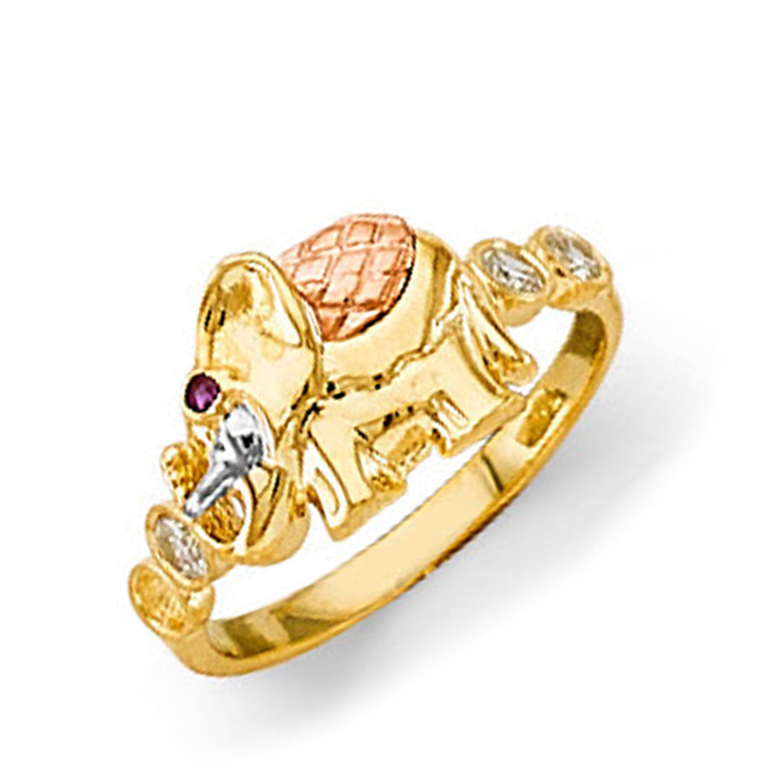 Two-tone Elephant Nugget Ring in Solid Gold 