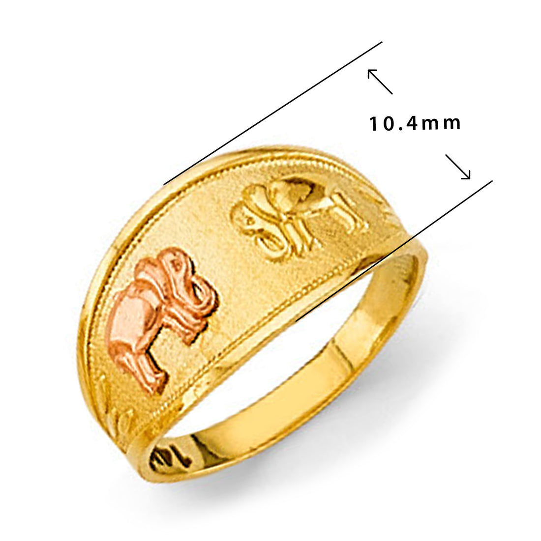 Elegant Elephant Lucky Charm Ring in Solid Gold with Measurement