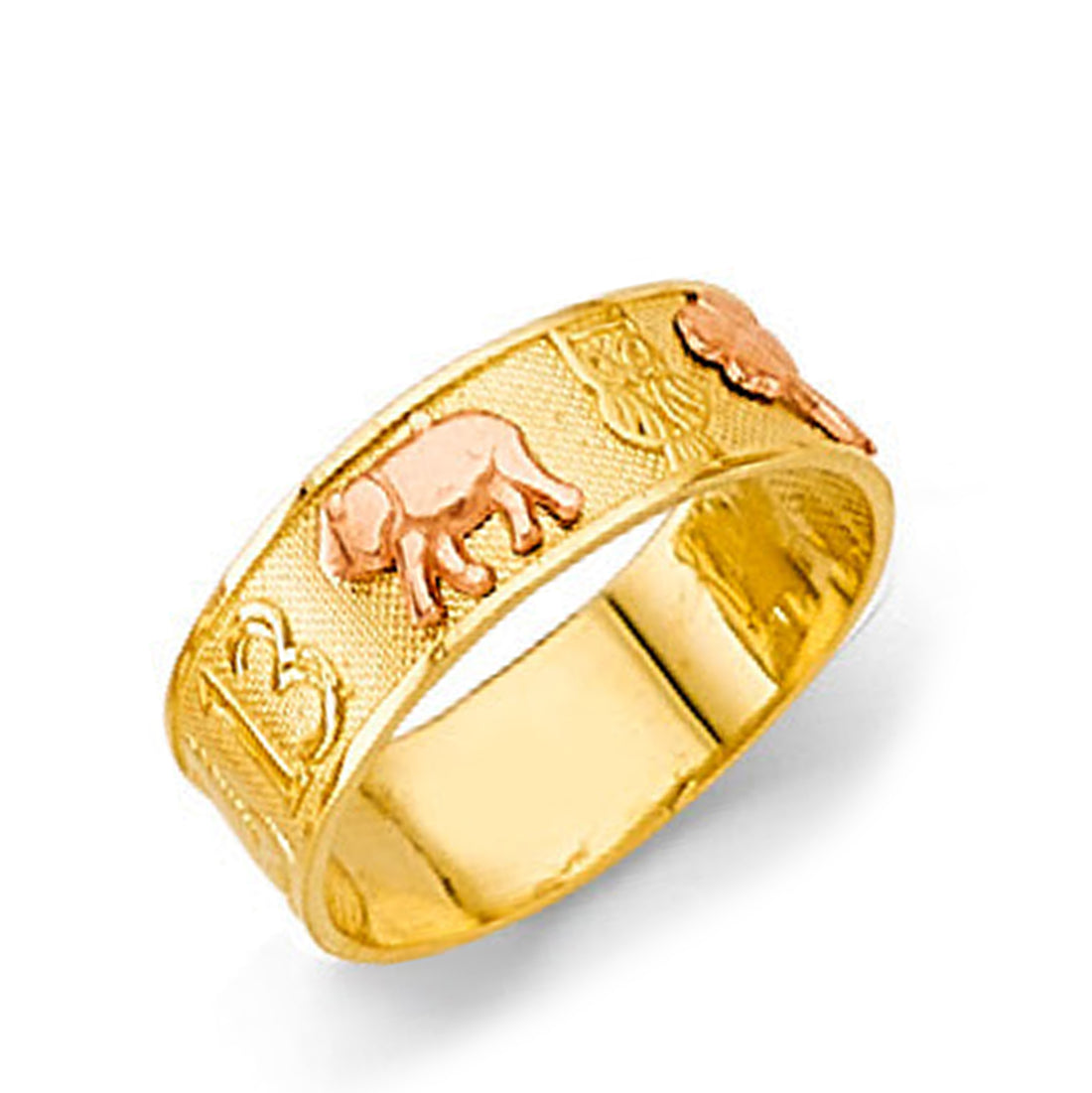 Dual-tone Good Luck Symbol Ring in Solid Gold 