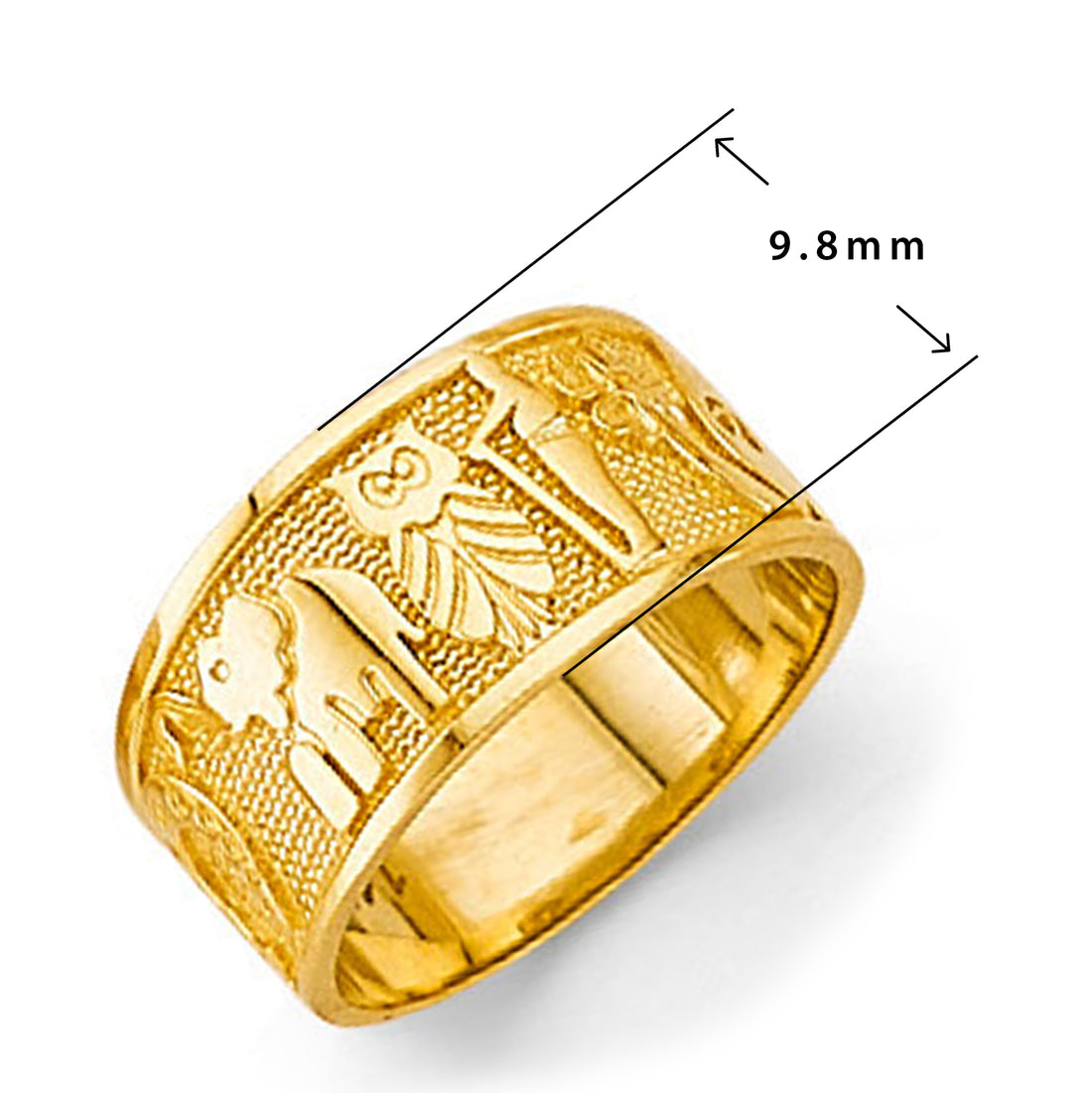 Animal-motif Good Luck Ring in Solid Gold with Measurement