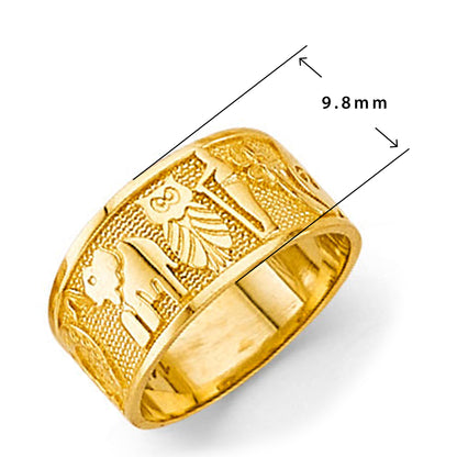 Animal-motif Good Luck Ring in Solid Gold with Measurement