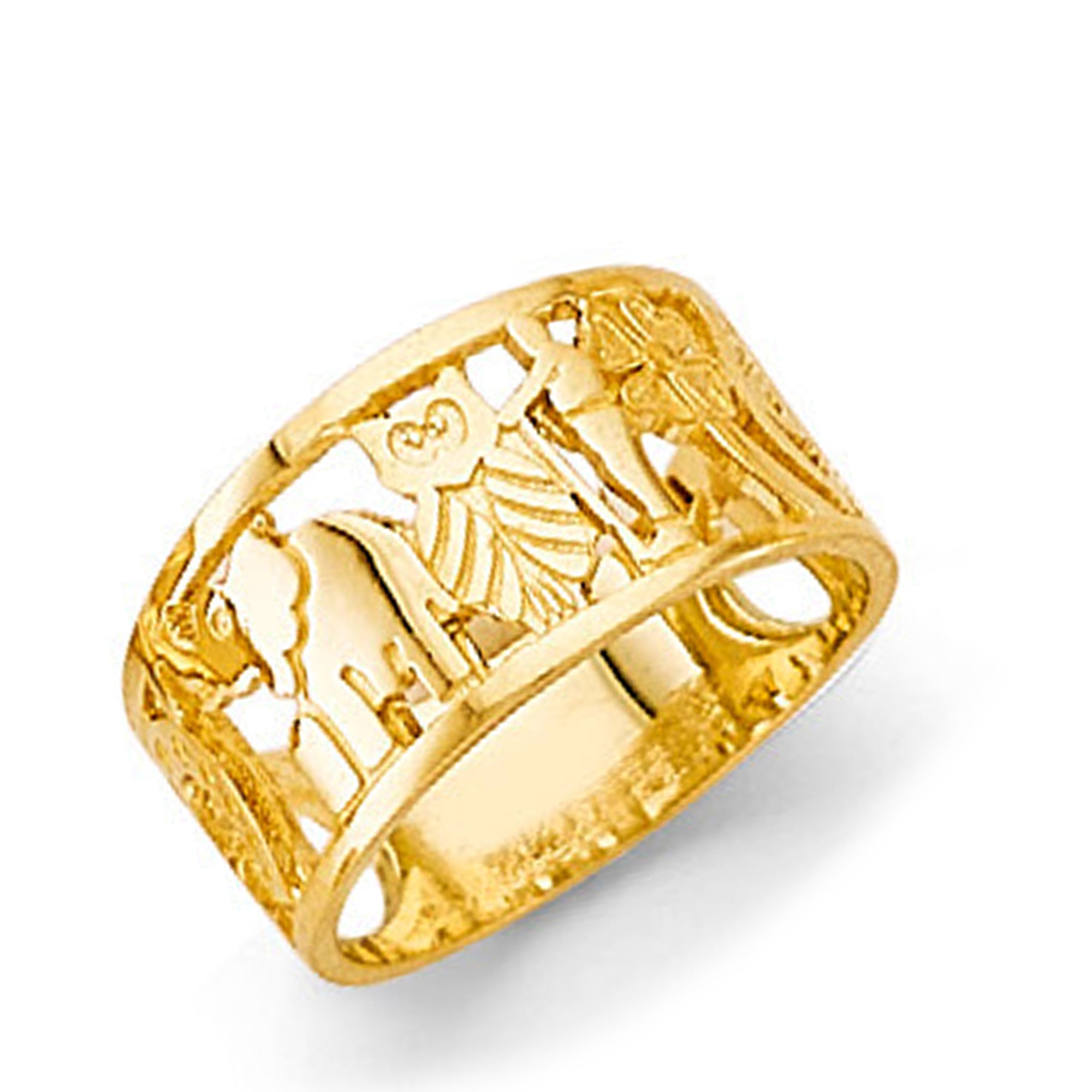 Textured Regal Religious Ring in Solid Gold 