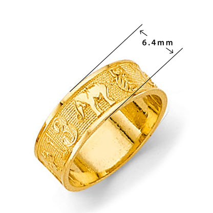 Textured Good Luck Ring in Solid Gold with Measurement