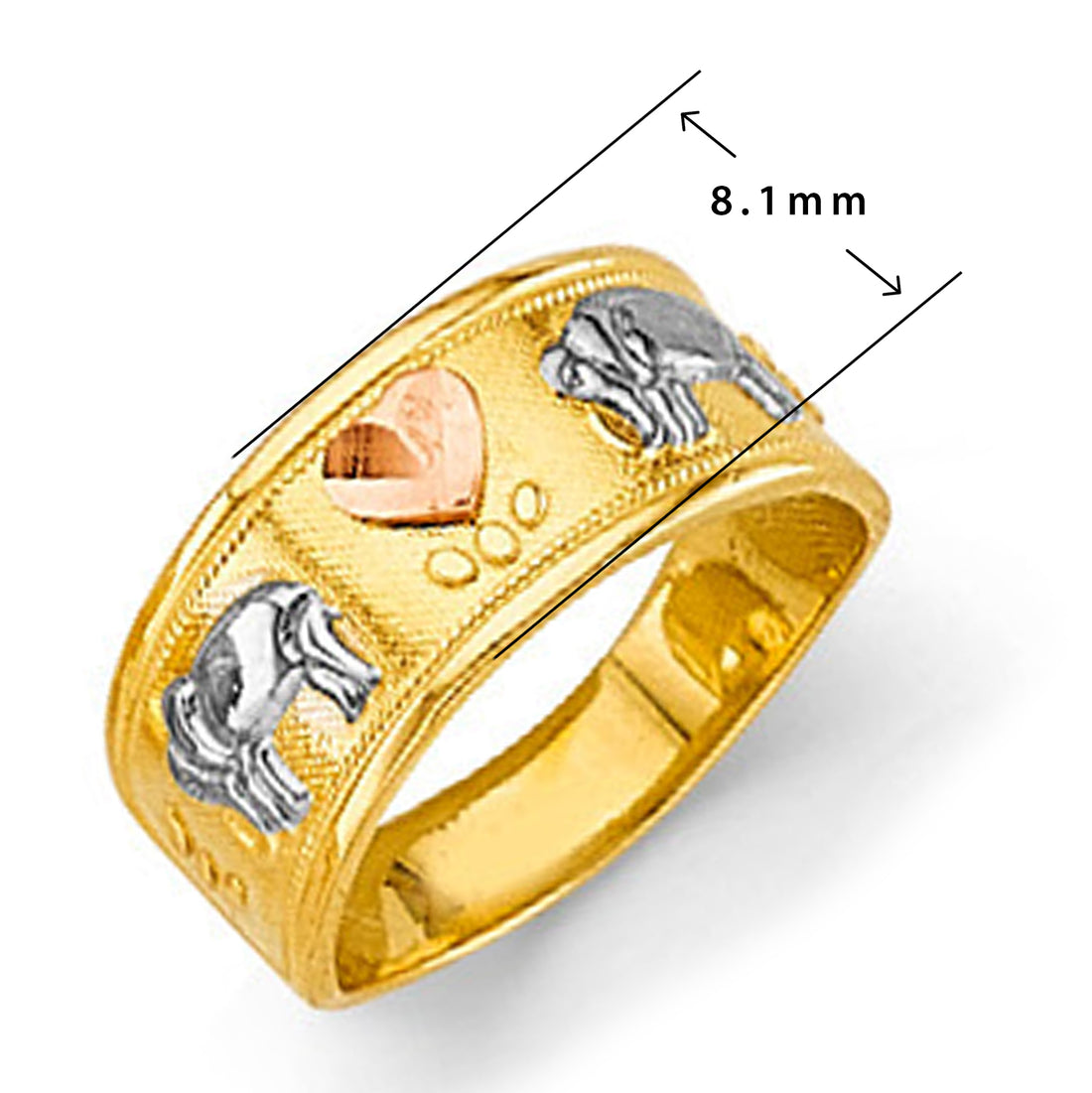 Ruby Good Luck Motif Ring in Solid Gold with Measurement