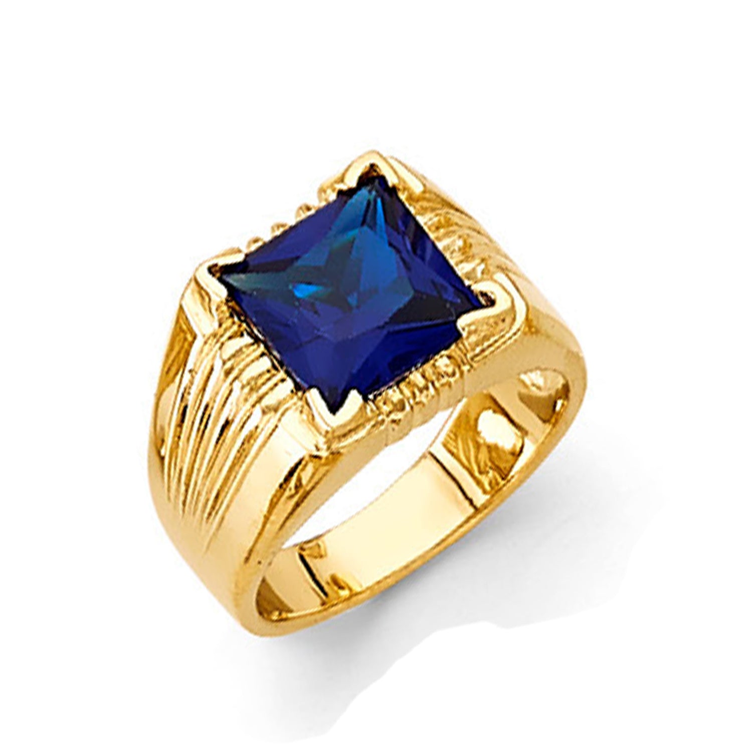 Radiant Rectangular Sapphire Ring in Solid Gold 
