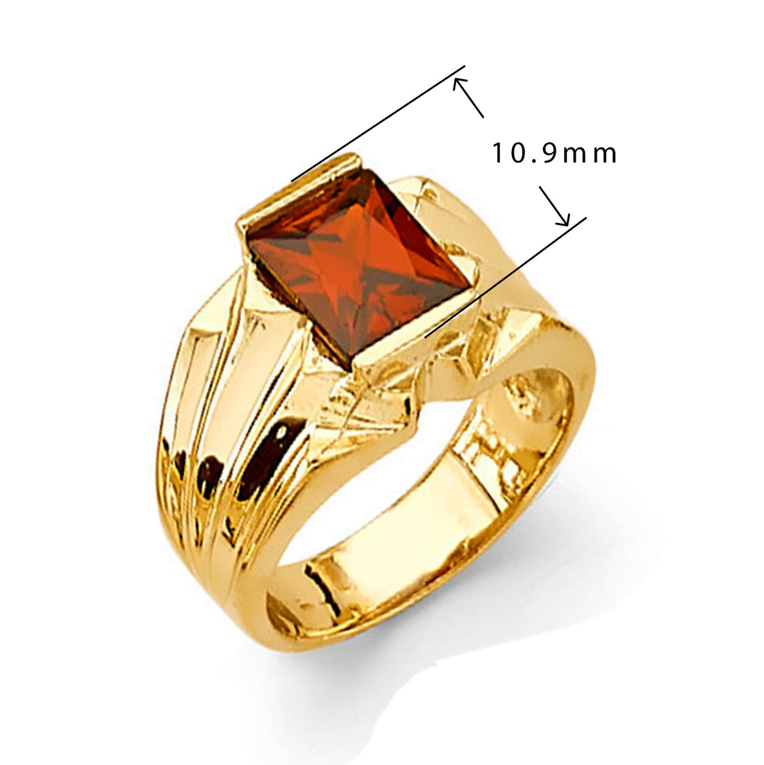 Vintage Orange Garnet Birthstone Ring in Solid Gold with Measurement