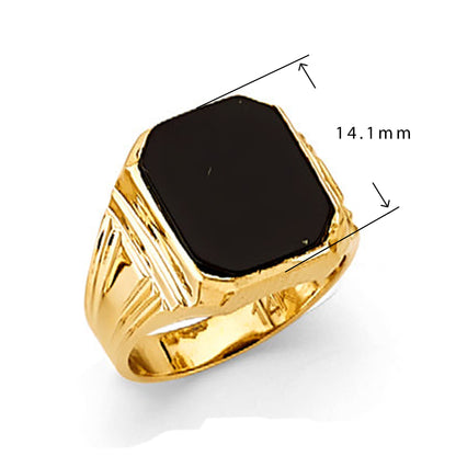 Trendy Black Onyx Ring in Solid Gold with Measurement