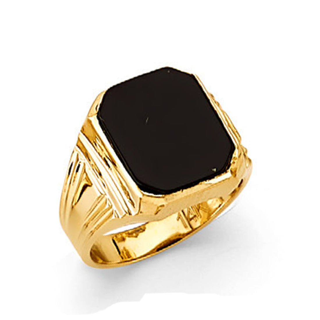 Trendy Black Onyx Ring in Solid Gold 